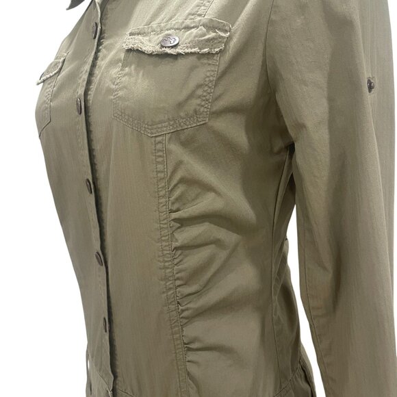 Deuce Jeans Utility Shirt Dress Army Green Button Front Cotton Safari Gorpcore M - Picture 9 of 12